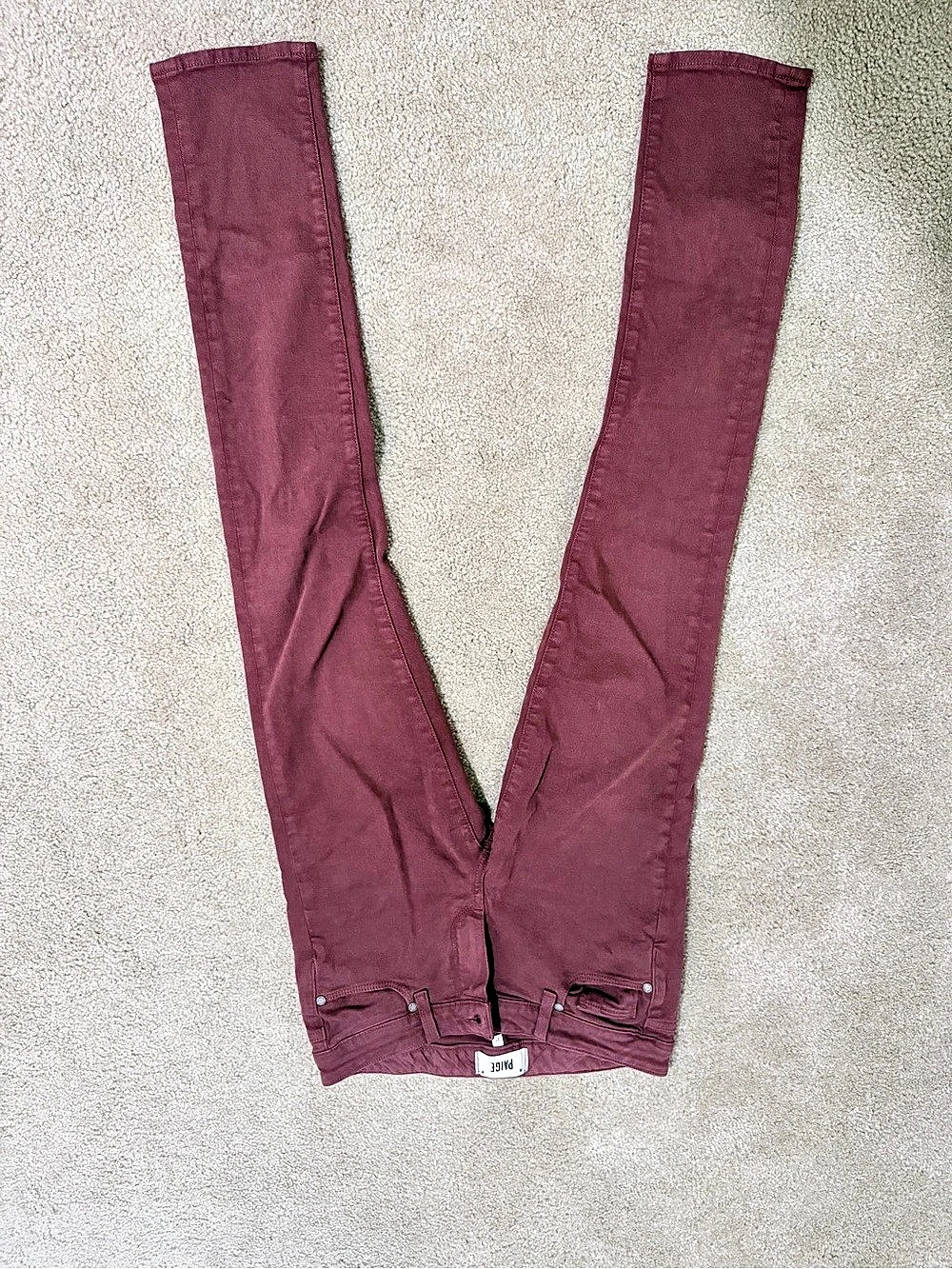 Paige Skinny Pants in burgundy Waist 27 Like New